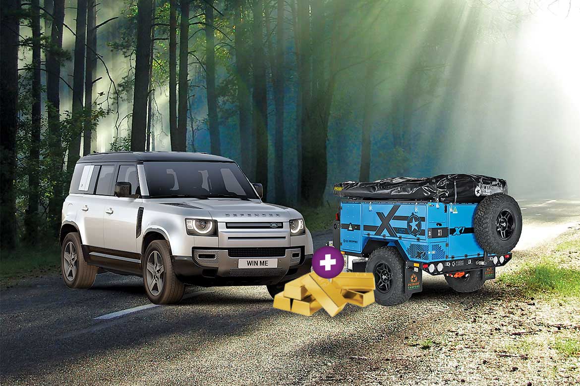Land Rover Defender + Camper + Gold Bullion