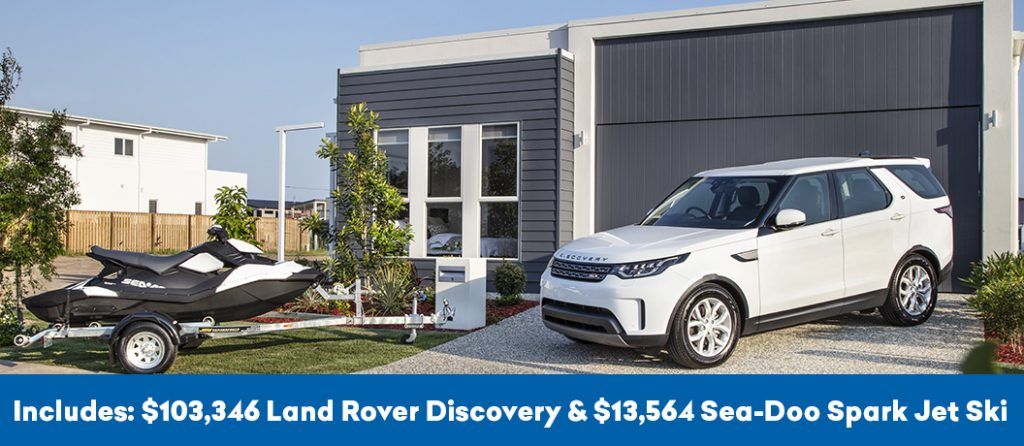 First prize includes Land Rover Discovery and Sea-Doo Jet Ski.
