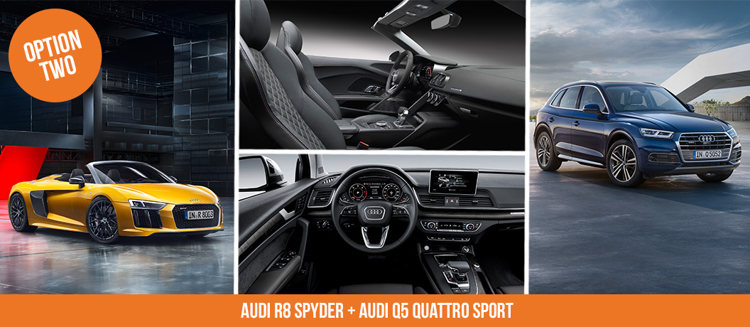 Win a supercar package with Audi R8 Spyder + Audi Q5 Quattro Sport