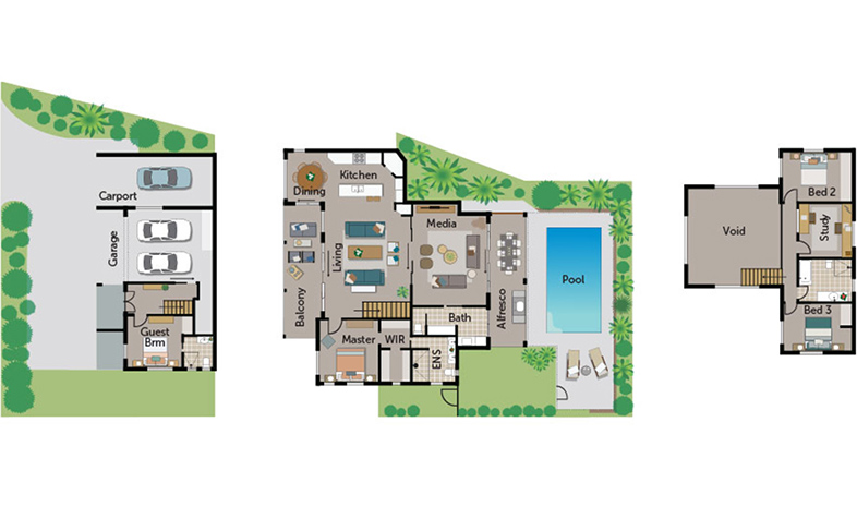 3-storey, 4 bedrooms, 3 bathrooms, 2 car garage + 1 car carport.